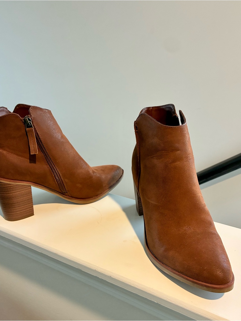MIA Patton Brown Suede Ankle Booties with Block Heel 8